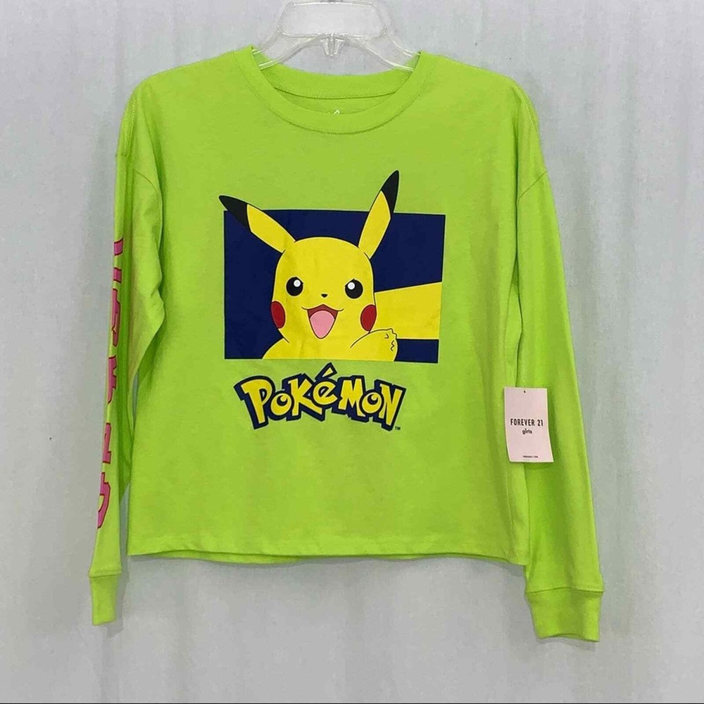 Forever 21 Girls Pokémon Green Pullover Long Sleeve T-shirt 13/14 NWT